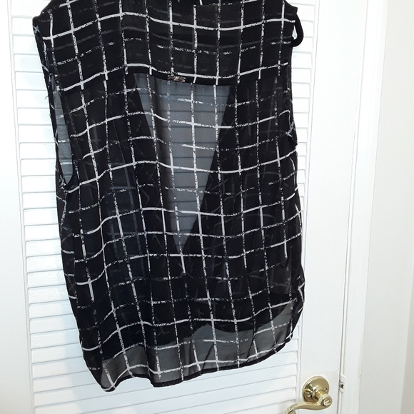 Sheer Delite XL High Low Wrap Top Black Sleeveless - Picture 4 of 8